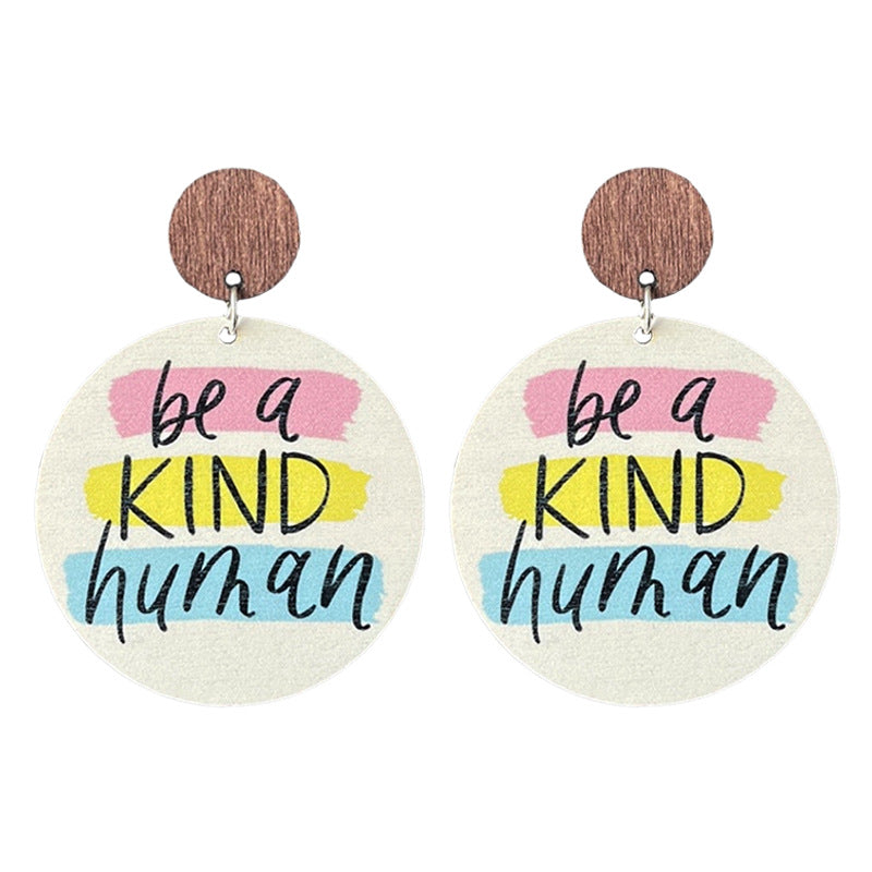 Wholesale Source Teachers Thank Zhou School for Theme Textual Wood Earrings