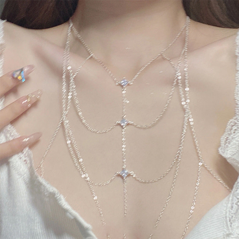 Wholesale Zircon Geometric Metal Body Chain Light Luxury Necklaces