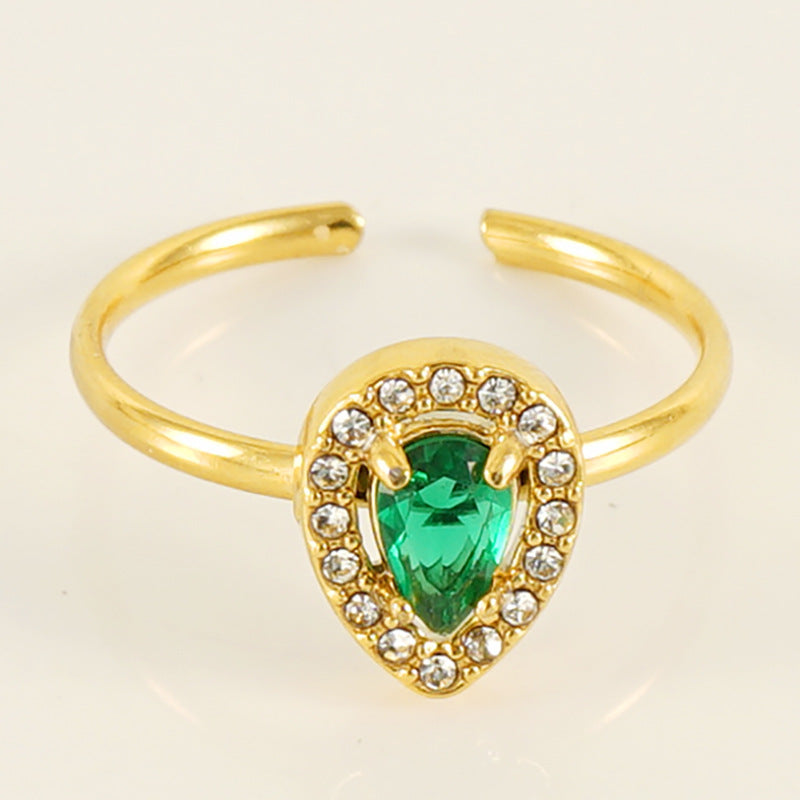 Wholesale Titanium Steel Diamond Heart Movable Adjustable Zircon Rings ACC-RS-ZhongXin004