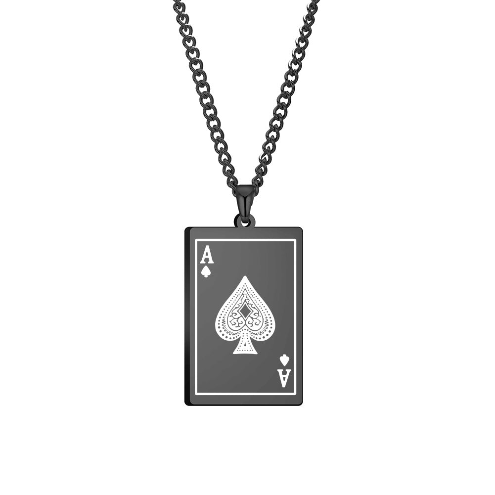 Wholesale Stainless Steel Ace of Spades Playing Card Pendant Men's Necklace ACC-NE-GeXiang008