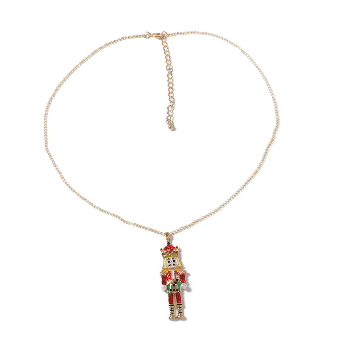 Wholesale Cartoon Alloy Oil Dropping Zircon Nutcracker Soldier Necklace