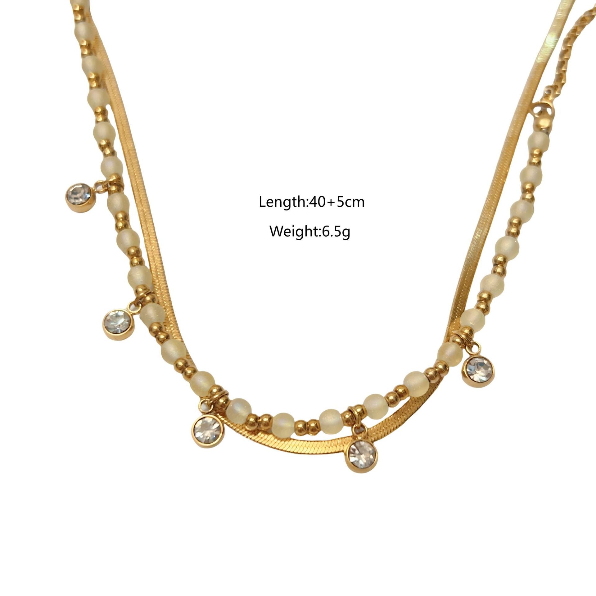 Wholesale Stainless steel Natural Stone Colorful Beaded Necklace