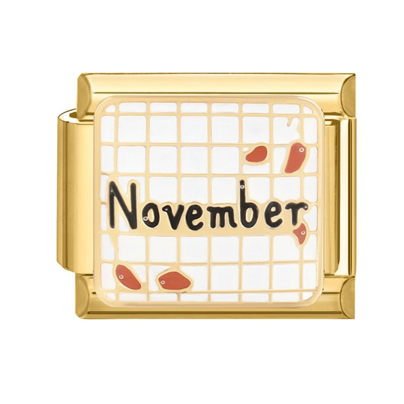 Wholesale 9mm Italian Charm Starter Bracelets DIY Month Stainless Steel Composable Bracelet