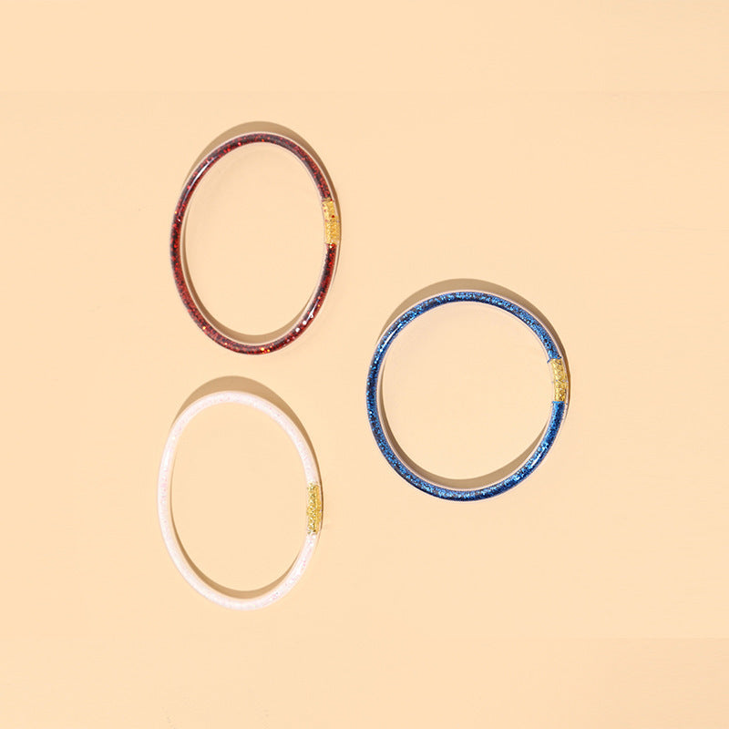 Wholesale Independence Day Sequins Silicone Bangle 3 Piece Set Fashion Jewelry Accessory For Everyday Casual Wear And Boutique Resale