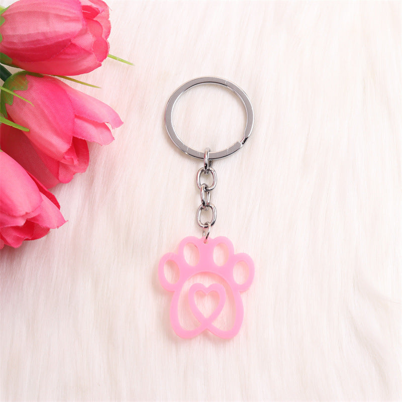 Wholesale Valentine's Day Dog Paw LOVE Acrylic Keychain