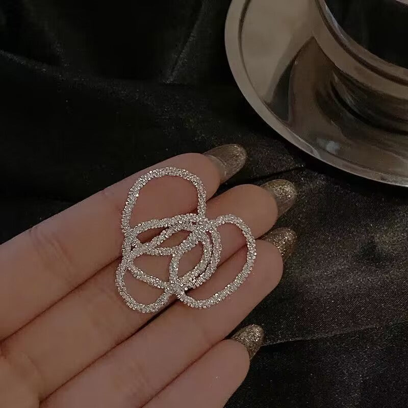 Wholesale Korean Style Sparkling Silver Starry Sky Ring For Women Chic Fashion Accessory Gift For Party