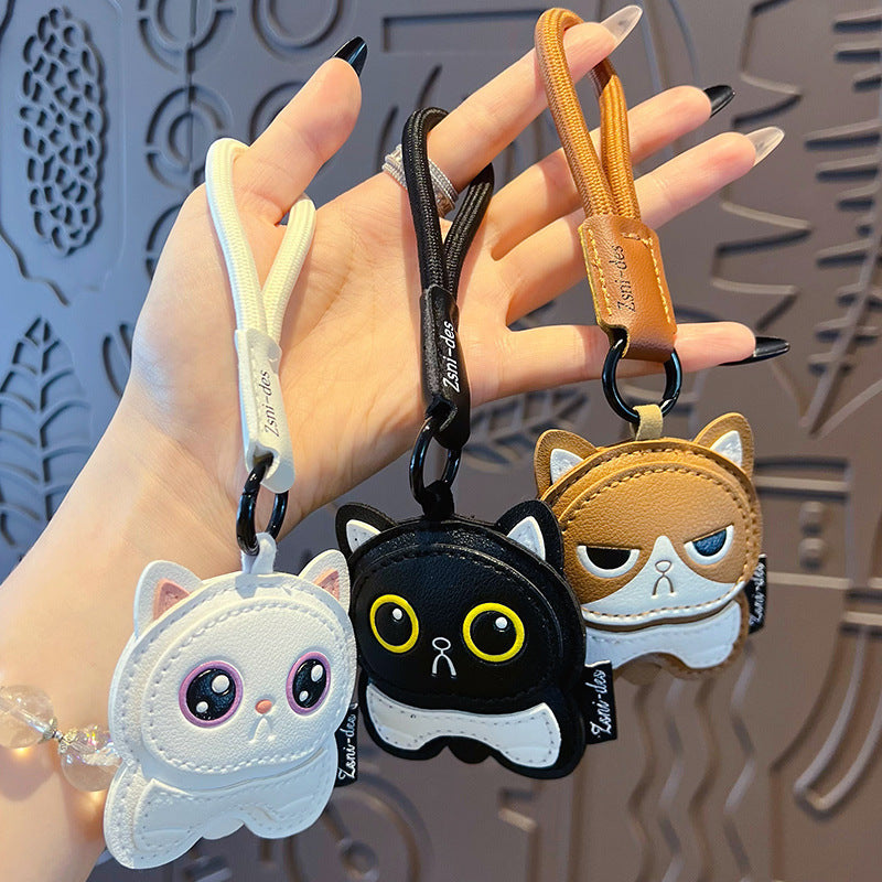 Wholesale PU Leather Cat Keychain Pendant Trendy Car Key Accessory With Ragdoll Cat Design Gift For Couples Boutique Resale