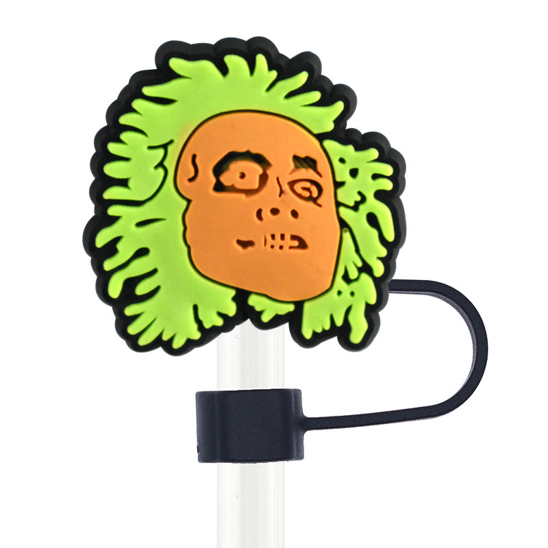 Wholesale Random 100pcs Dark Style 10mm PVC Soft Straw Tube Cap ACC-SCR-RYY100