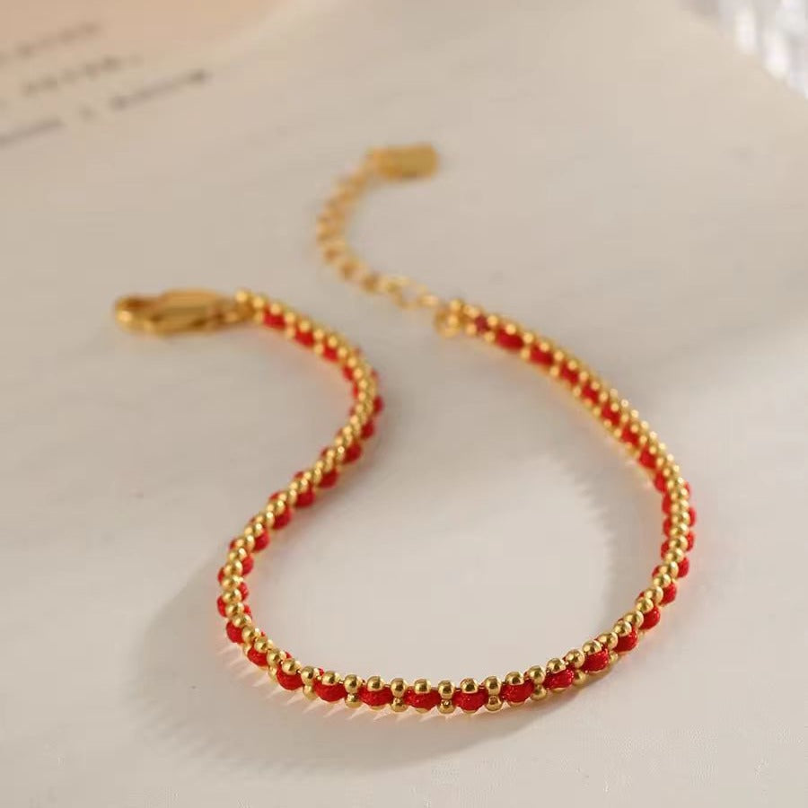 Wholesale Platinum Bohemian Red Rope Bracelet