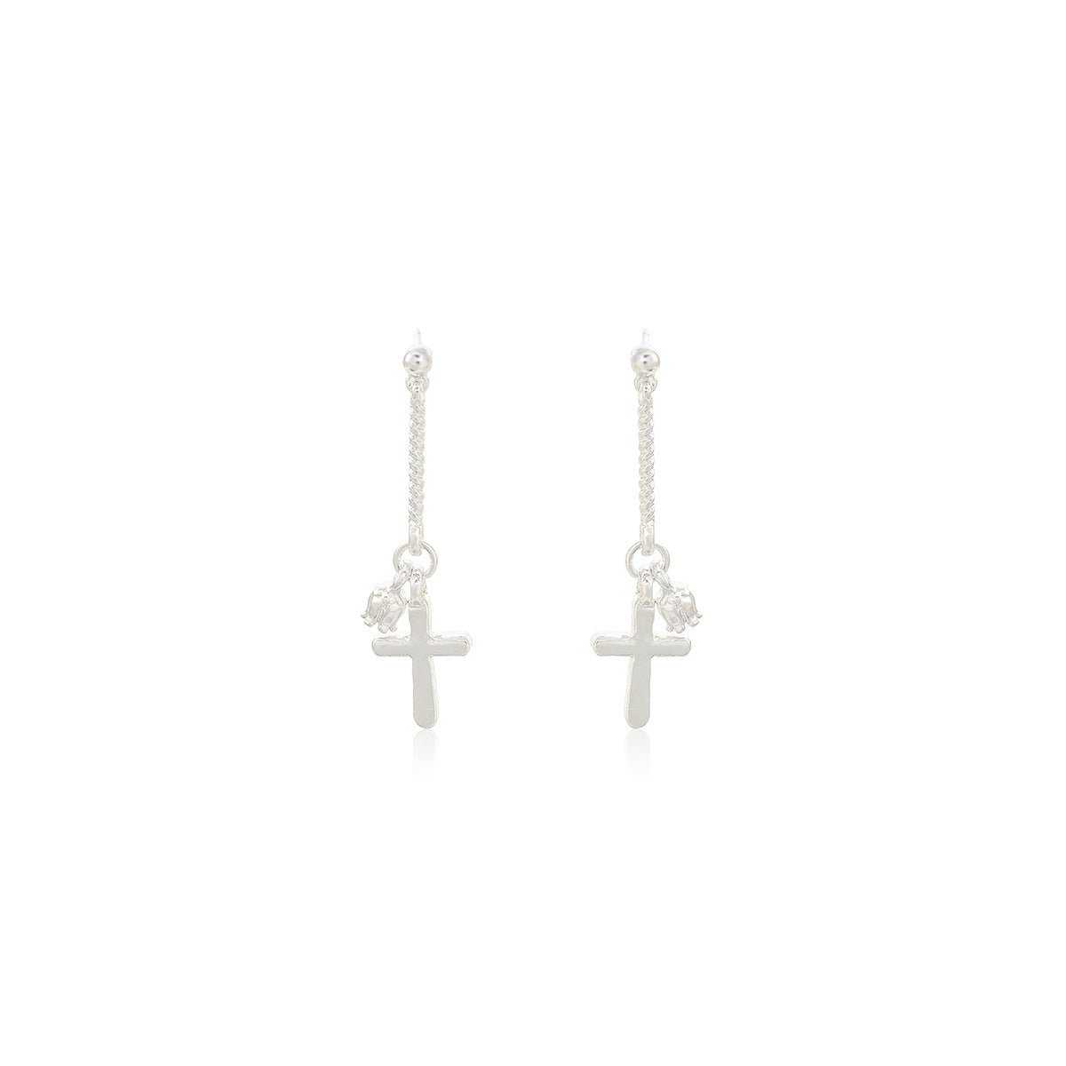 Wholesale Silver Needle  Cross Diamond Luxury Earrings