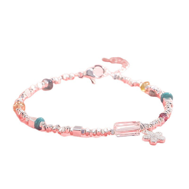 Wholesale Colorful crystal and silver flower bracelet