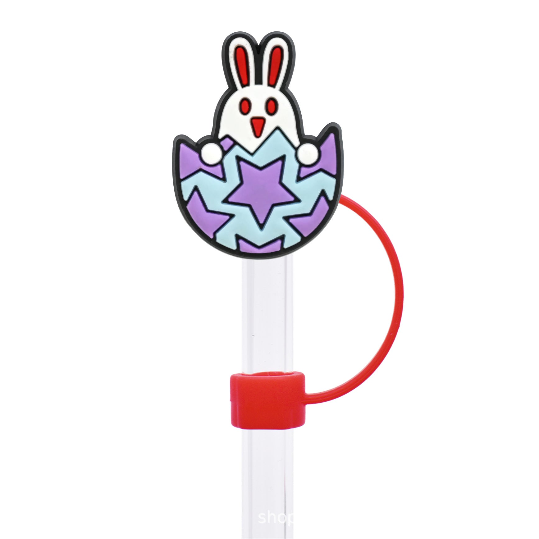 Wholesale Random 50pcs Easter Cute Bunny 10mm PVC Soft Straw Tube Cap