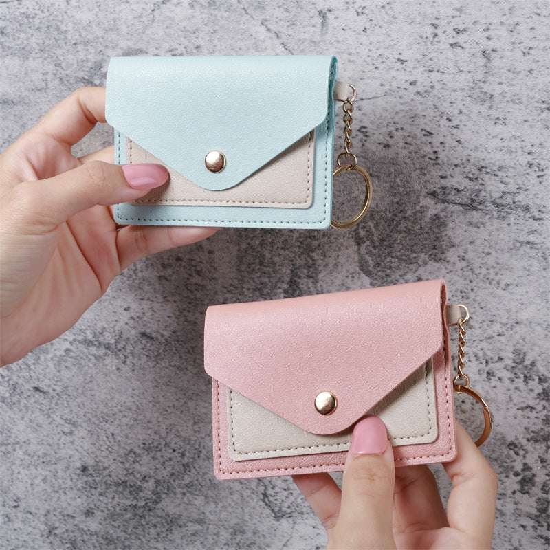 Wholesale Chic Women S PU Leather Short Wallet Powder Pink Solid Color Everyday Card Holder