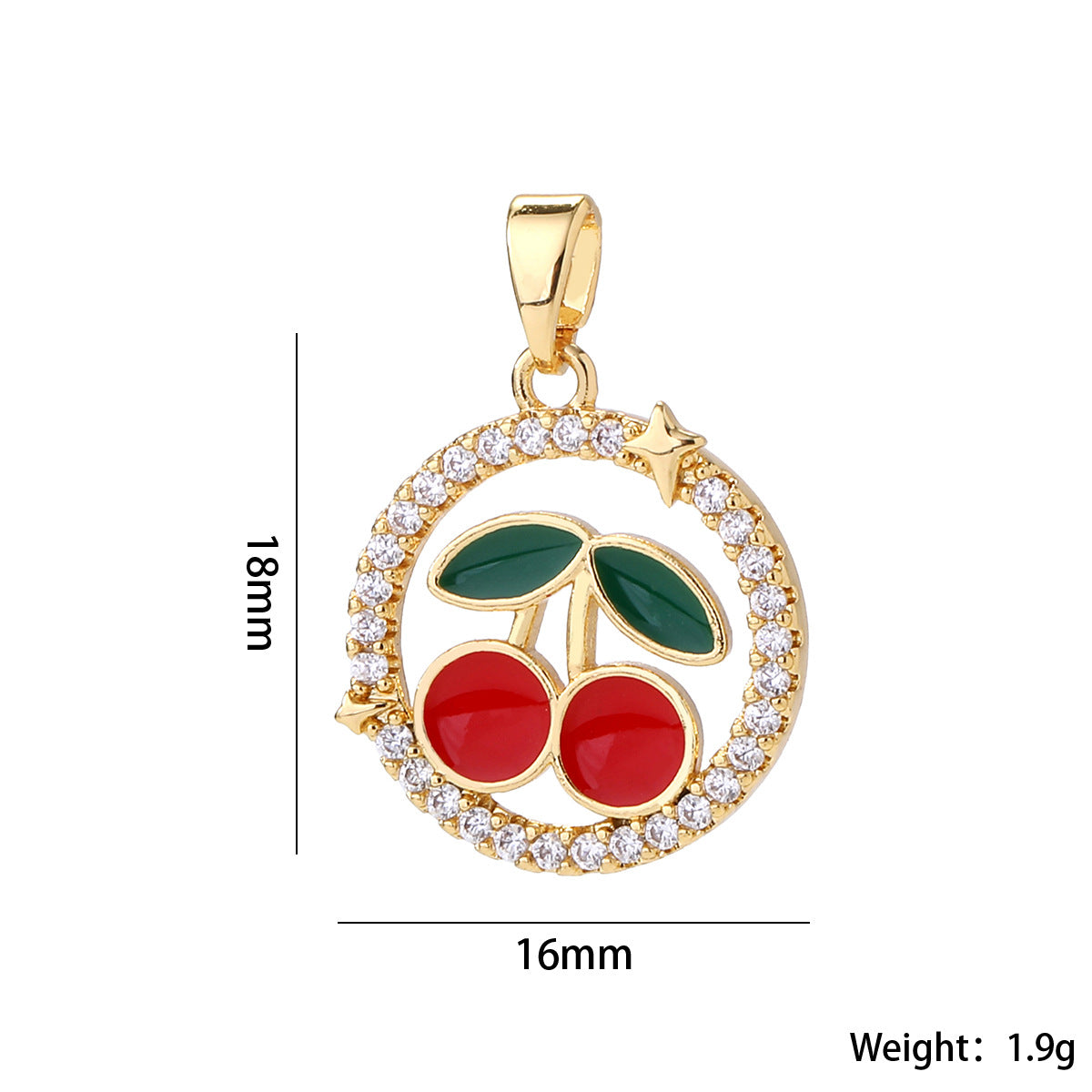 Wholesale 14K Gold Plated Brass Cherry Pendant Necklace Micro Set Zircon Fruit Choker Stylish Fashion Accessory For Women Gift