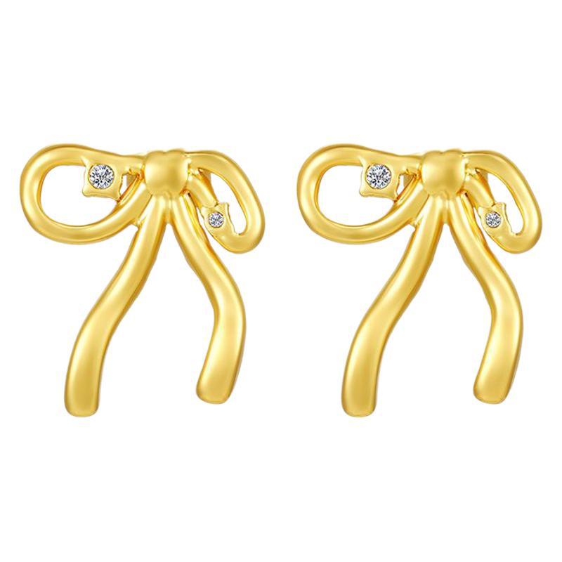 Wholesale bow stainless steel  18K gold earrings
