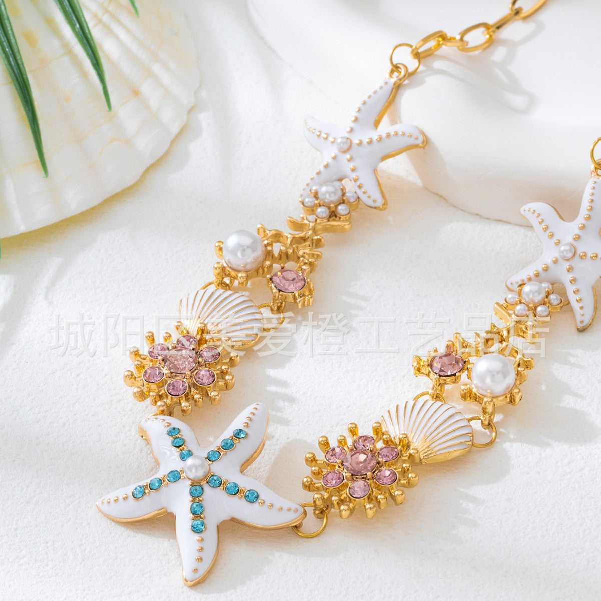 Wholesale Shell Necklace Light Luxury NicheBeach Vacation Style Fashion Personality Colorful Starfish Choker Collarbone Chain for Women