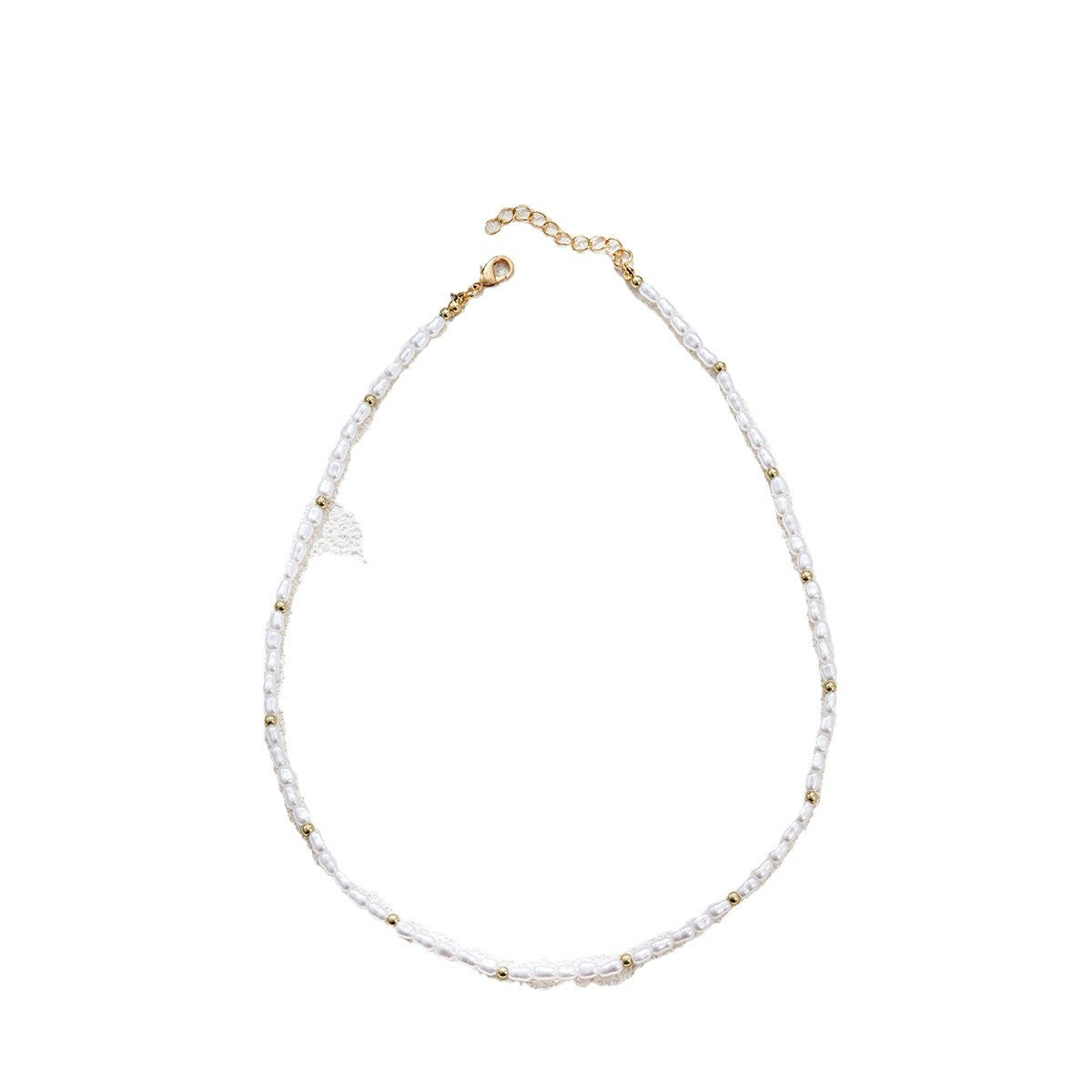 Wholesale  Baroque Pearl Necklace Stacked Spacer Gold Beads Light Luxury Small Rice Beads Clavicle Chain Necklace