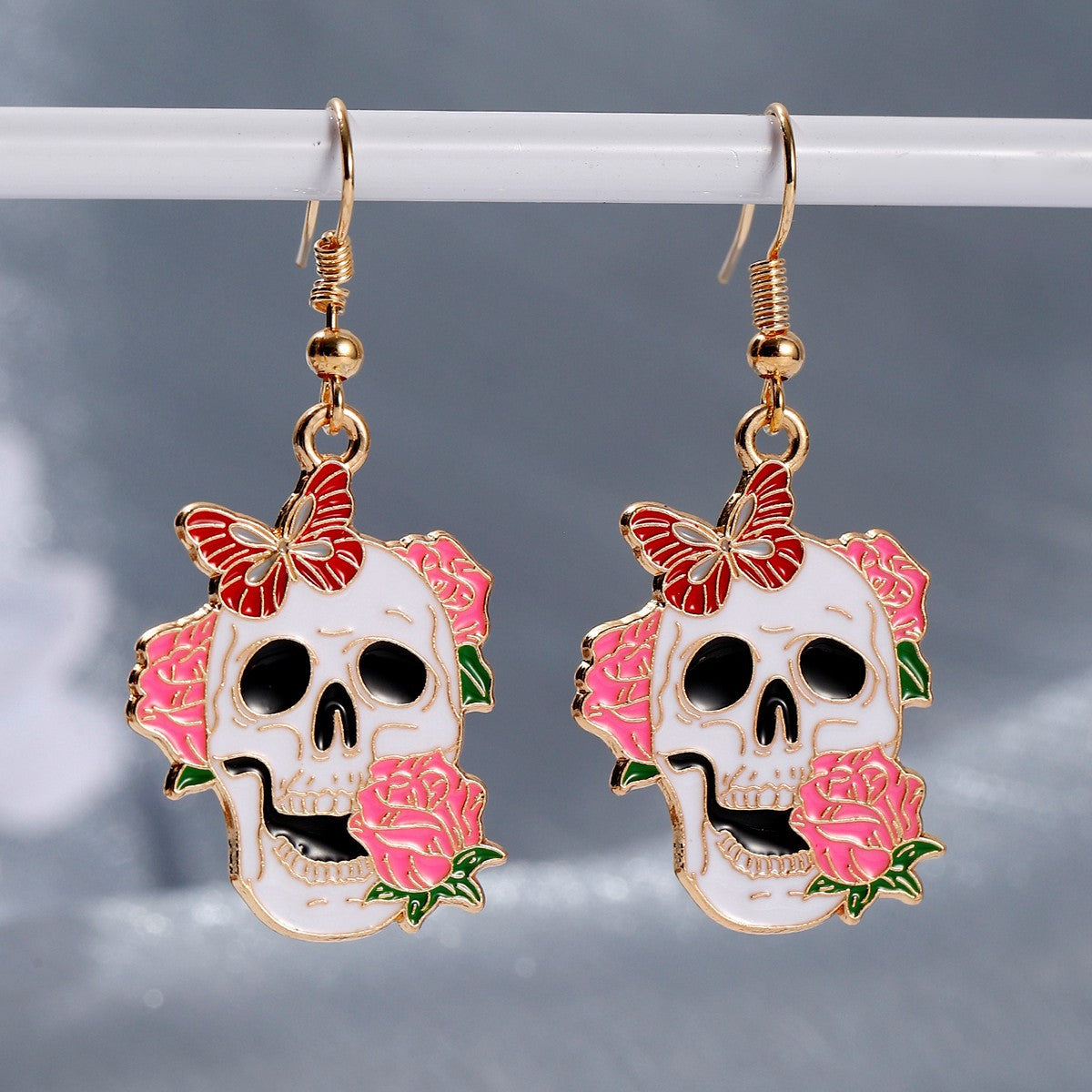 Wholesale  Halloween skull rose earrings