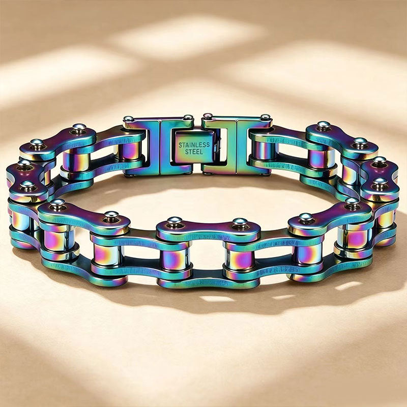 Wholesale Punk Rock Stainless Steel Bracelet for Men,  Motorcycle Chain Design,  Fashion Accessory,  Casual Everyday Wear