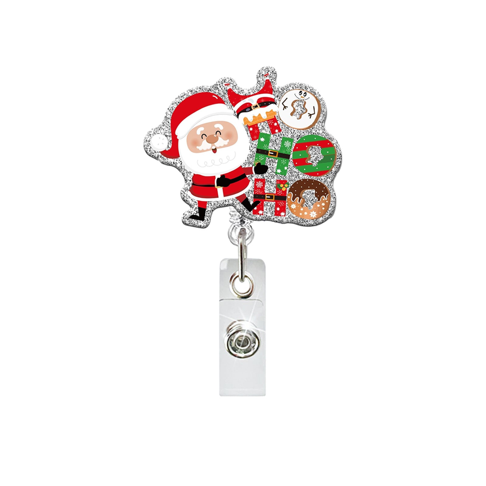 Wholesale Christmas-Themed Fun Acrylic Medical Badge Reel with Retractable Clip ID Holder Office Accessory Gift