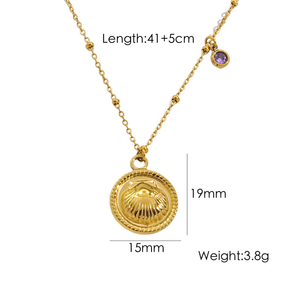 Wholesale Stainless steel Summer Beach Wind Niche Starfish Dolphin Conch Shell Necklaces