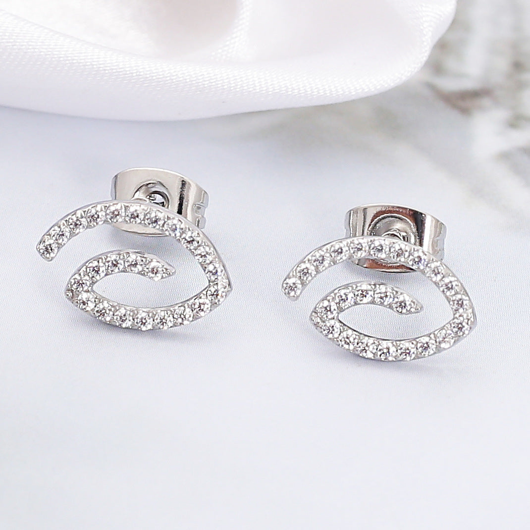Wholesale Stainless steel earrings with zircon settings
