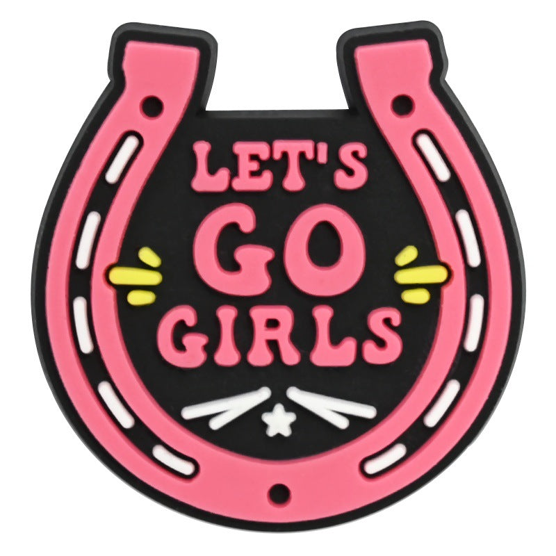 Wholesale Chic Pink Cowgirl Shoe Charms PVC Soft Rubber DIY Garden Shoe Decor