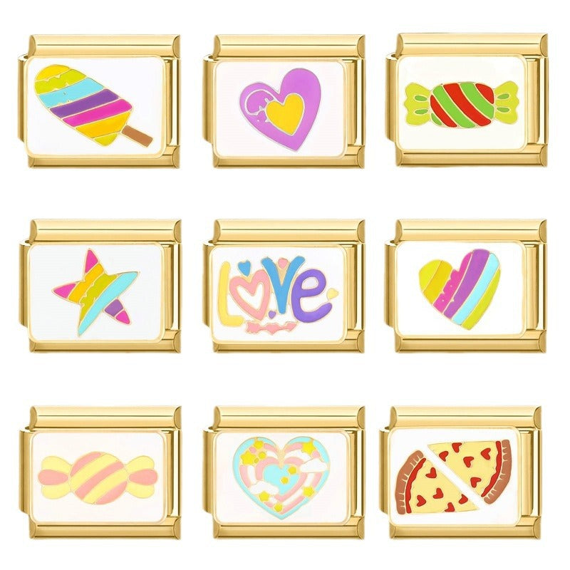 Wholesale Italian Charm Bracelet 9mm DIY Splicing Removable Gold Base Color Series Stainless Steel Composable Bracelet