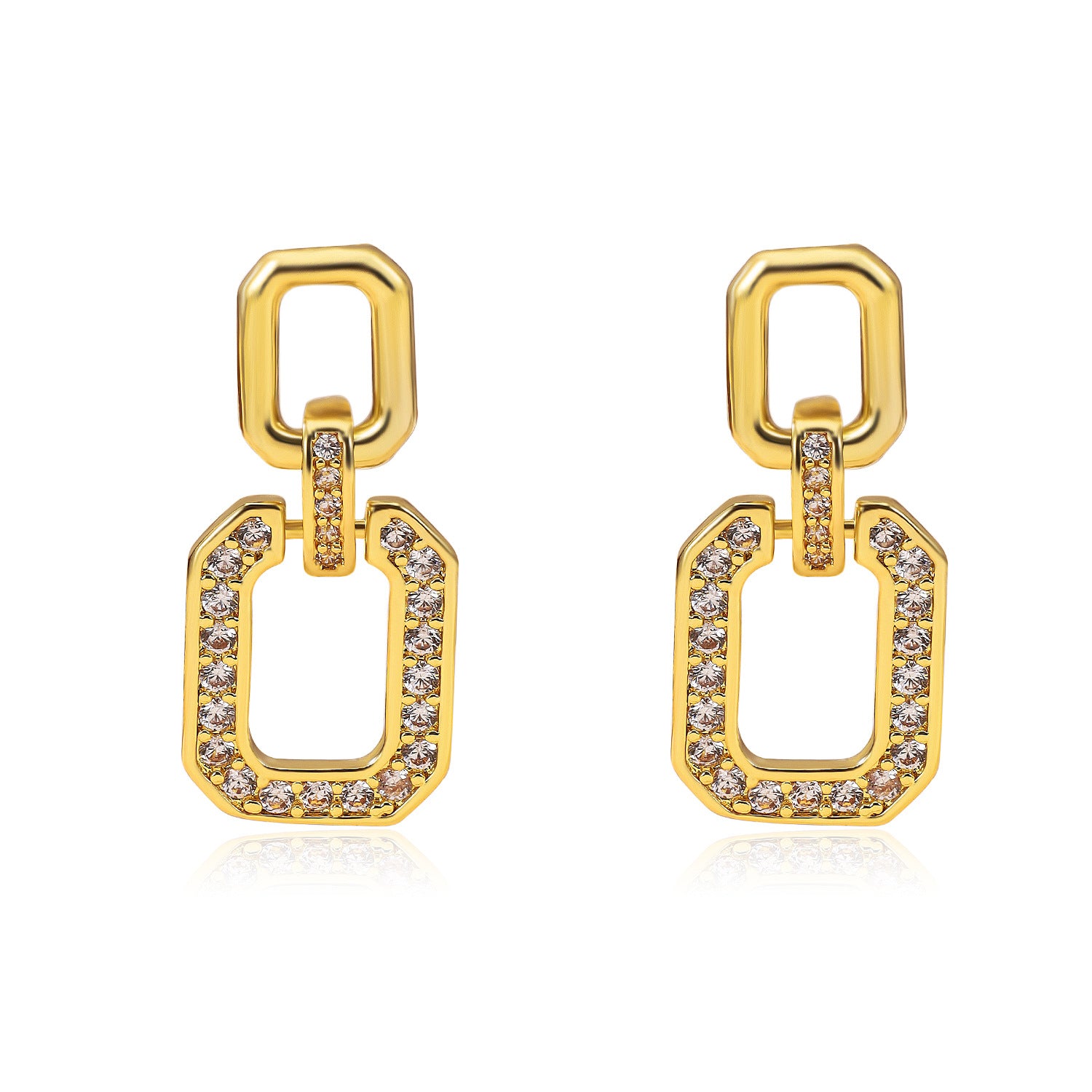 Wholesale Trendy Hollow Square Micro-Studded Earrings,  Copper Electroplated Jewelry Accessory for Party and Gift