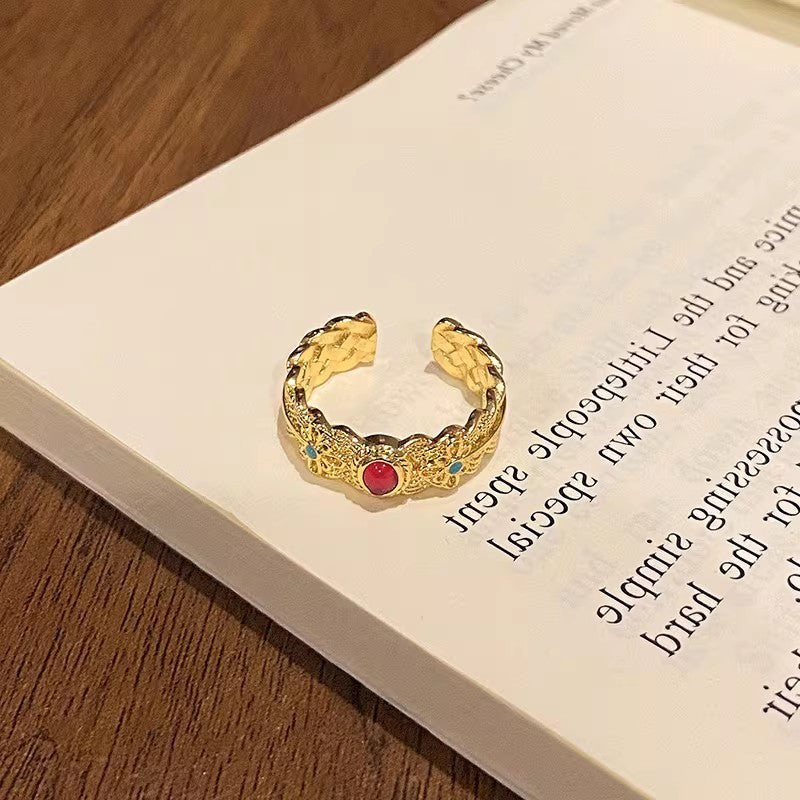Wholesale Four-Leaf Flower Open Ring,  New Chinese Style Retro Design,  Trendy Jewelry Accessory for Women