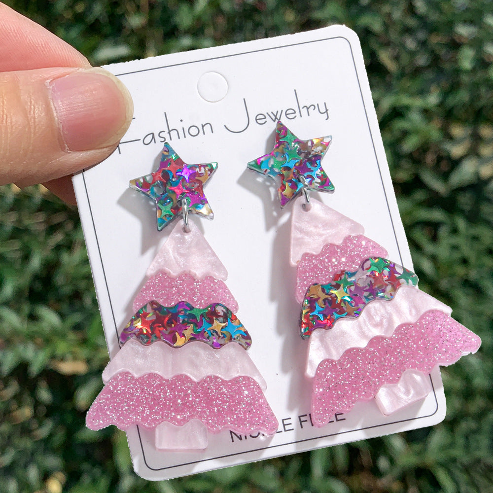 Wholesale Christmas Series   Acrylic Tree Wine Glass Earrings