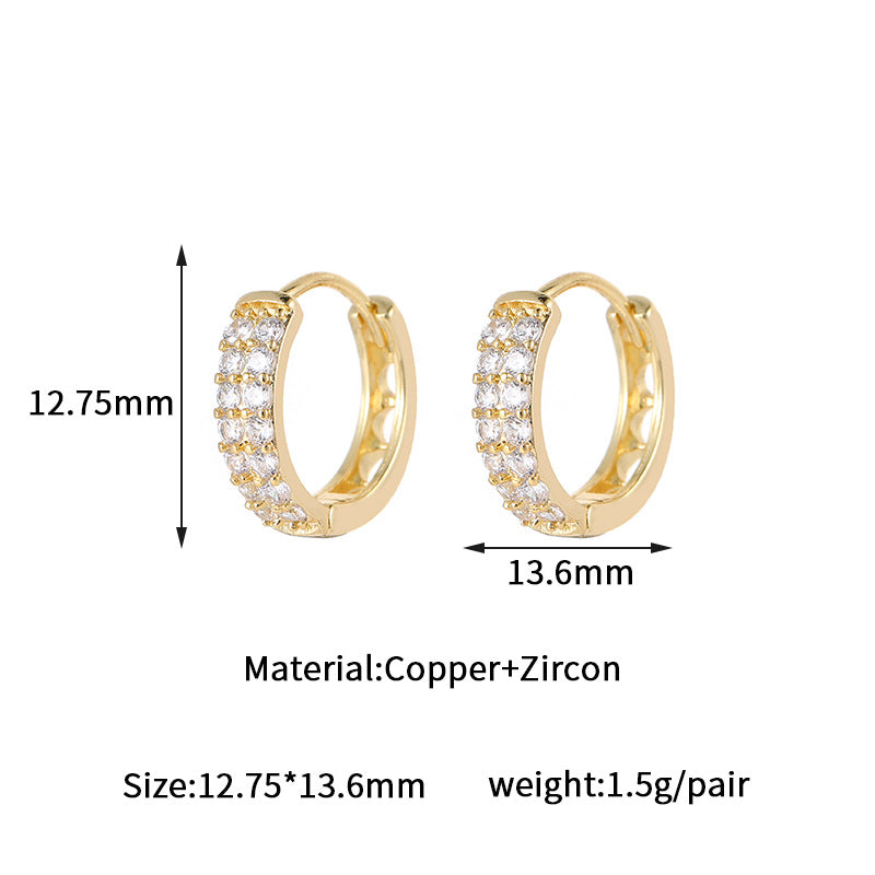 Wholesale circle diamond ear ring zircon ear buckle  light luxury  earrings