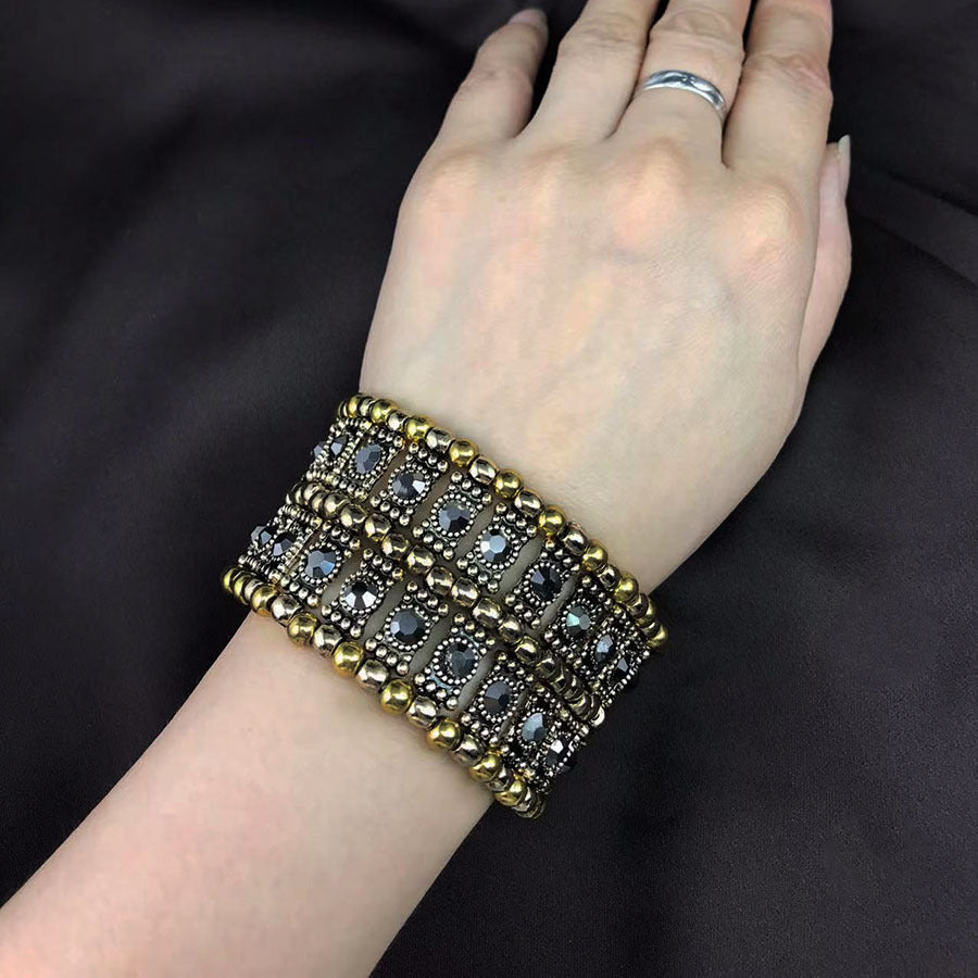 Wholesale Retro Punk Style Full of Rhinestones Elastic Bracelet