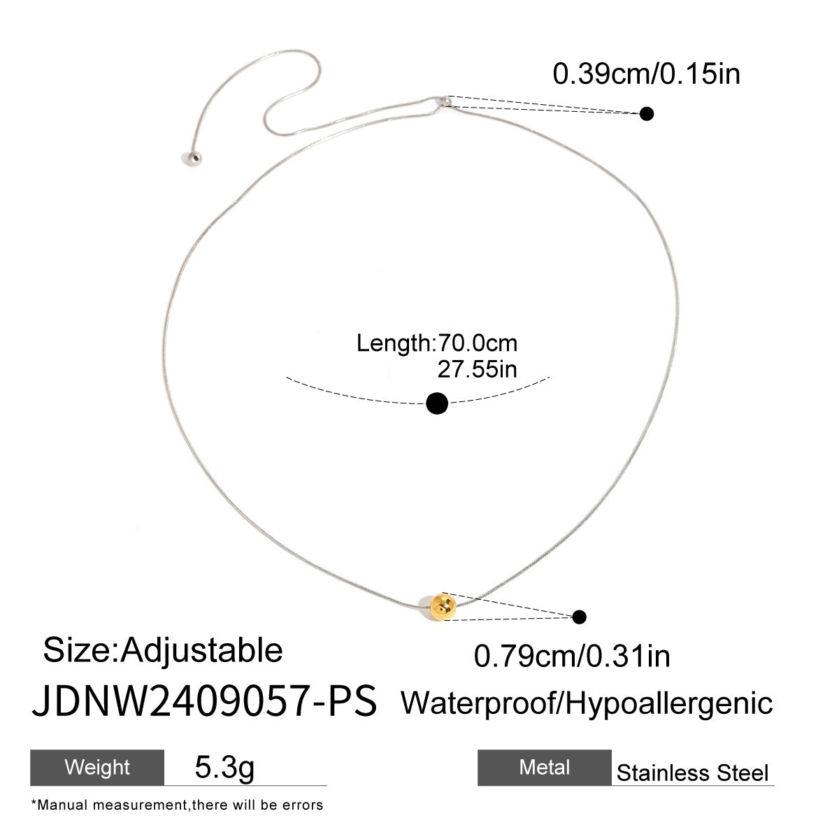 Wholesale  Stainless Steel Gold and Silver Contrast Color Geometric Pendant Necklace