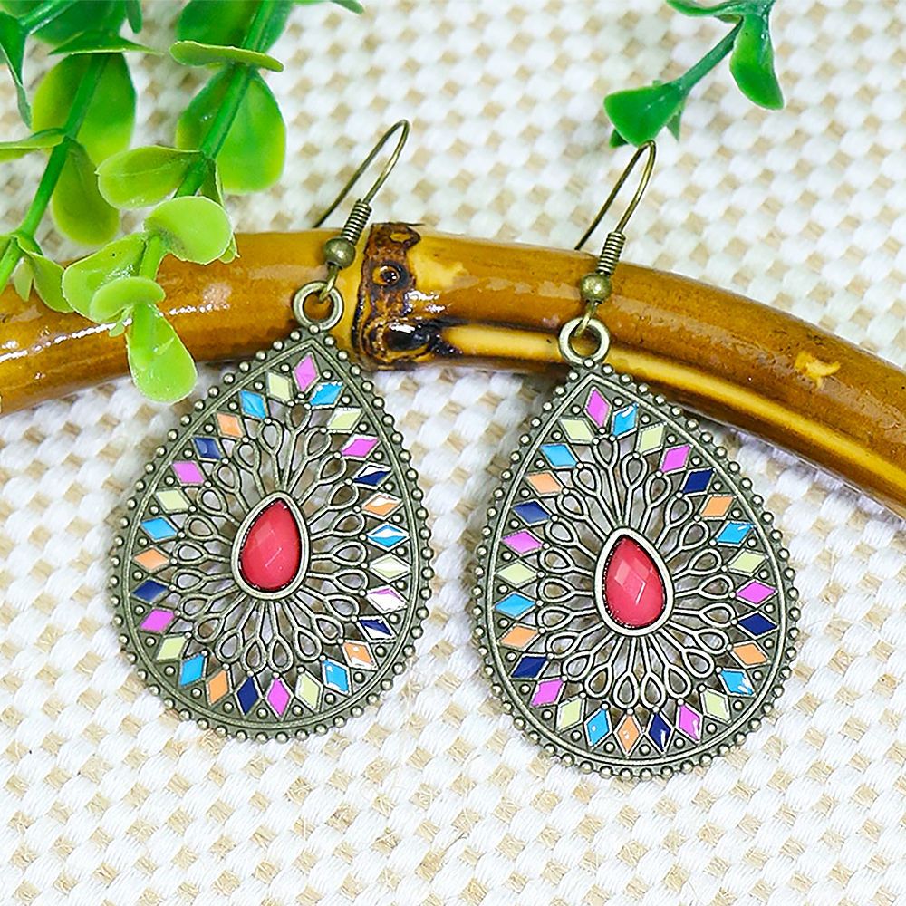 Wholesale Bohemian Ethnic Geometric Drop Earrings Zinc Alloy Fashion Accessory for Boutique Resale