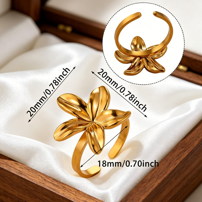 Wholesale Gold-Plated Copper Flower Bracelet &  Ring Set - Fashion Jewelry Accessory for Resale