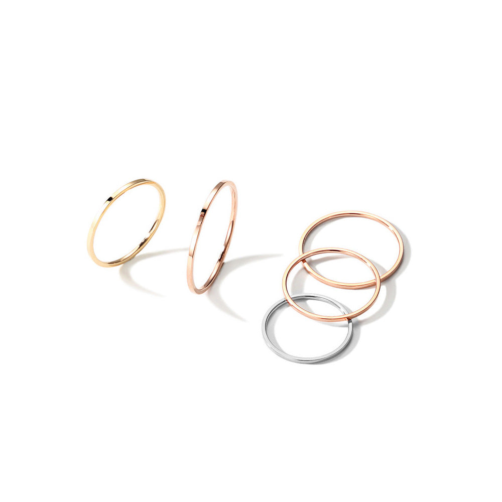 Wholesale Simple Plain Ring Thin Pinky Ring Titanium Steel 18k Gold Rings ACC-RS-OMK001