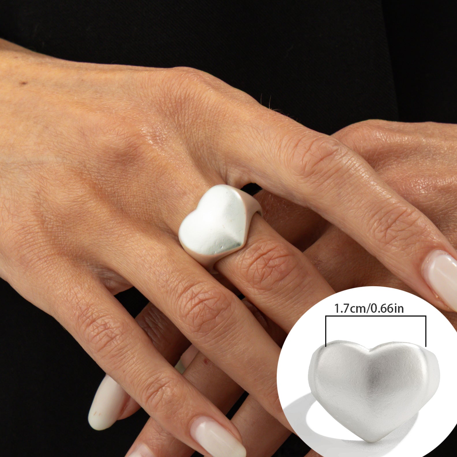 Wholesale Frosted Matte Heart Wide-Brimmed Ring Open Ring