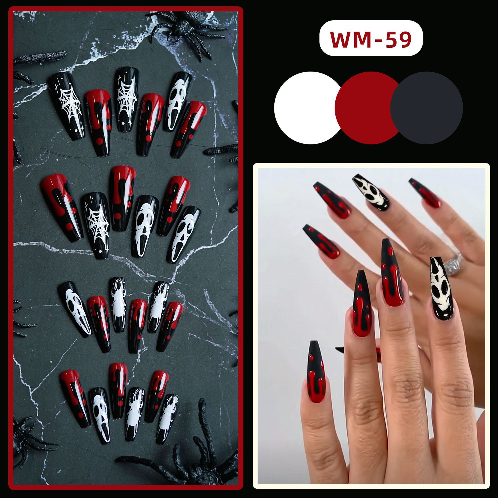 Wholesale 24 Pieces/ box  Bloody Ghost Nails Kits Nail Stickers