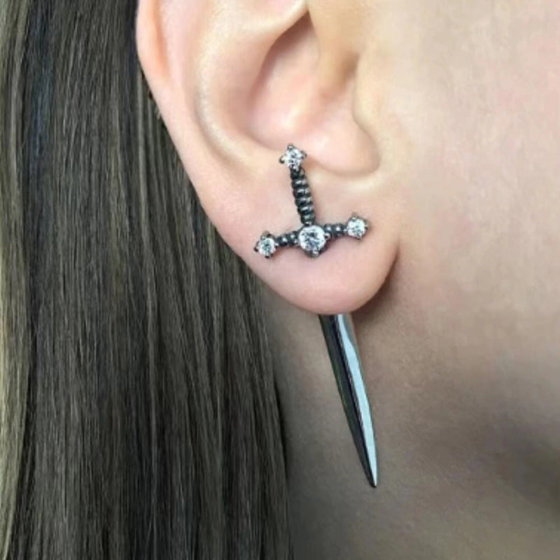 Wholesale Retro Crystal Diamond Dagger Earrings