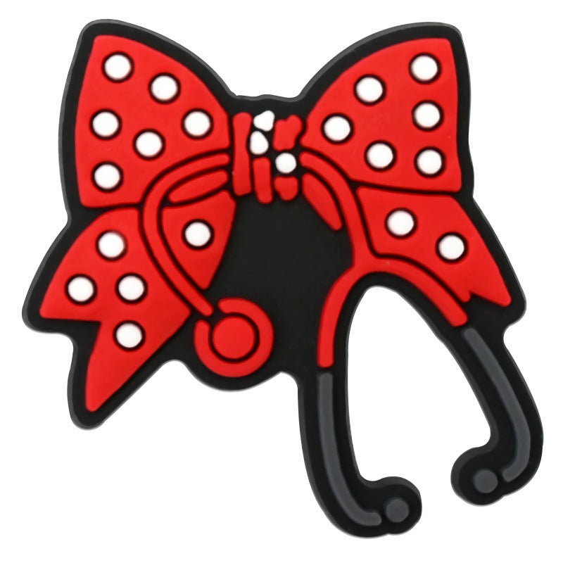 Wholesale  Random 100PCS cARtoon bows PVC Soft Rubber Shoe Buckle Decoration