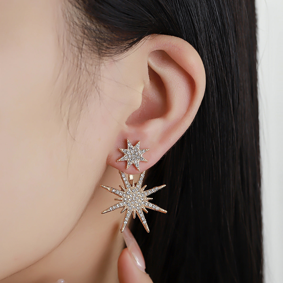 Wholesale Zinc Alloy Snowflake Six-Pointed Star Earrings Stylish Jewelry Accessory for Everyday Wear