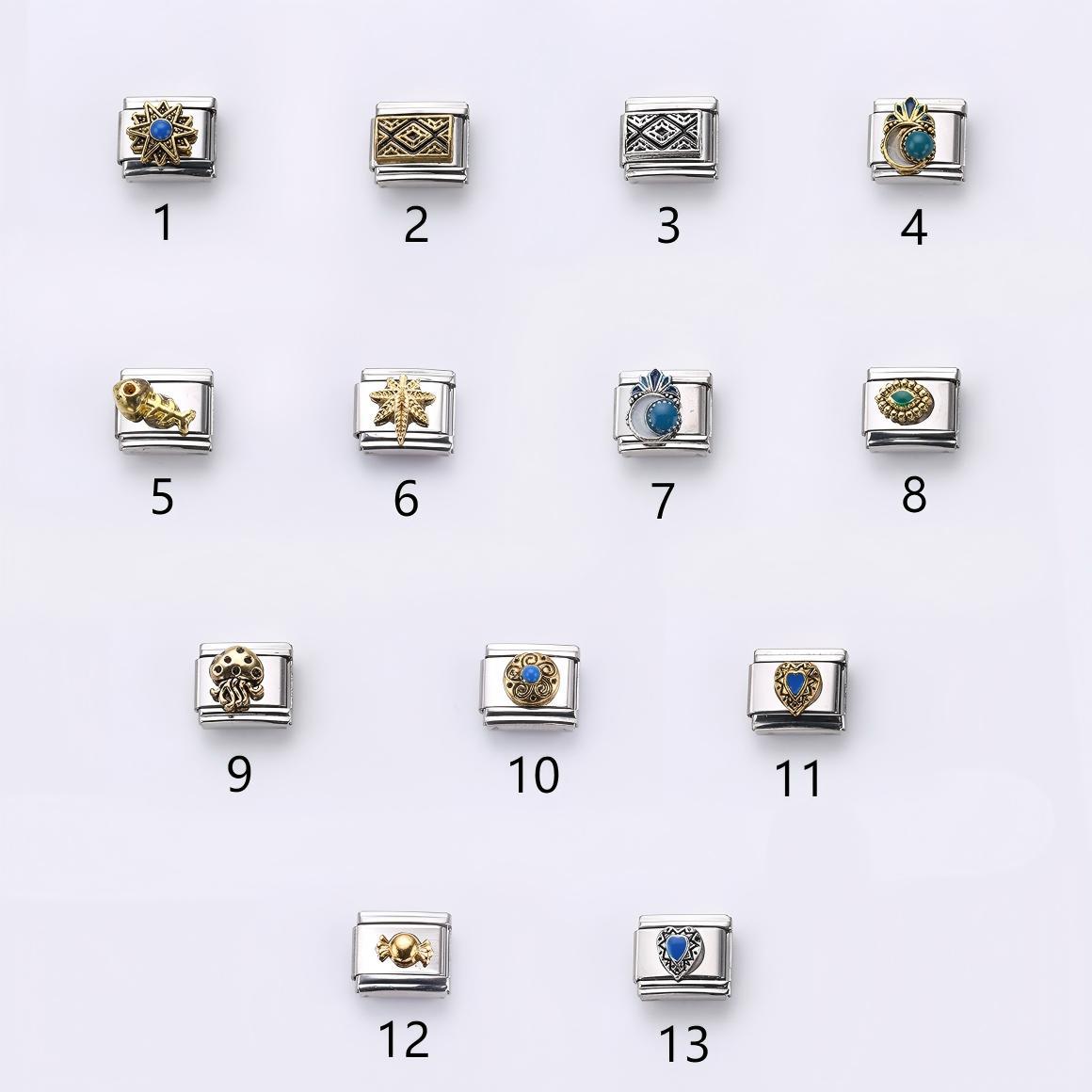 Wholesale 10pcs Italian Charm Bracelet 9mm DIY Splicing Retro Style Stainless Steel Composable Bracelet