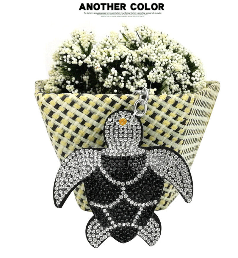 Wholesale Creative Cartoon Turtle Leather Diamond Keychain