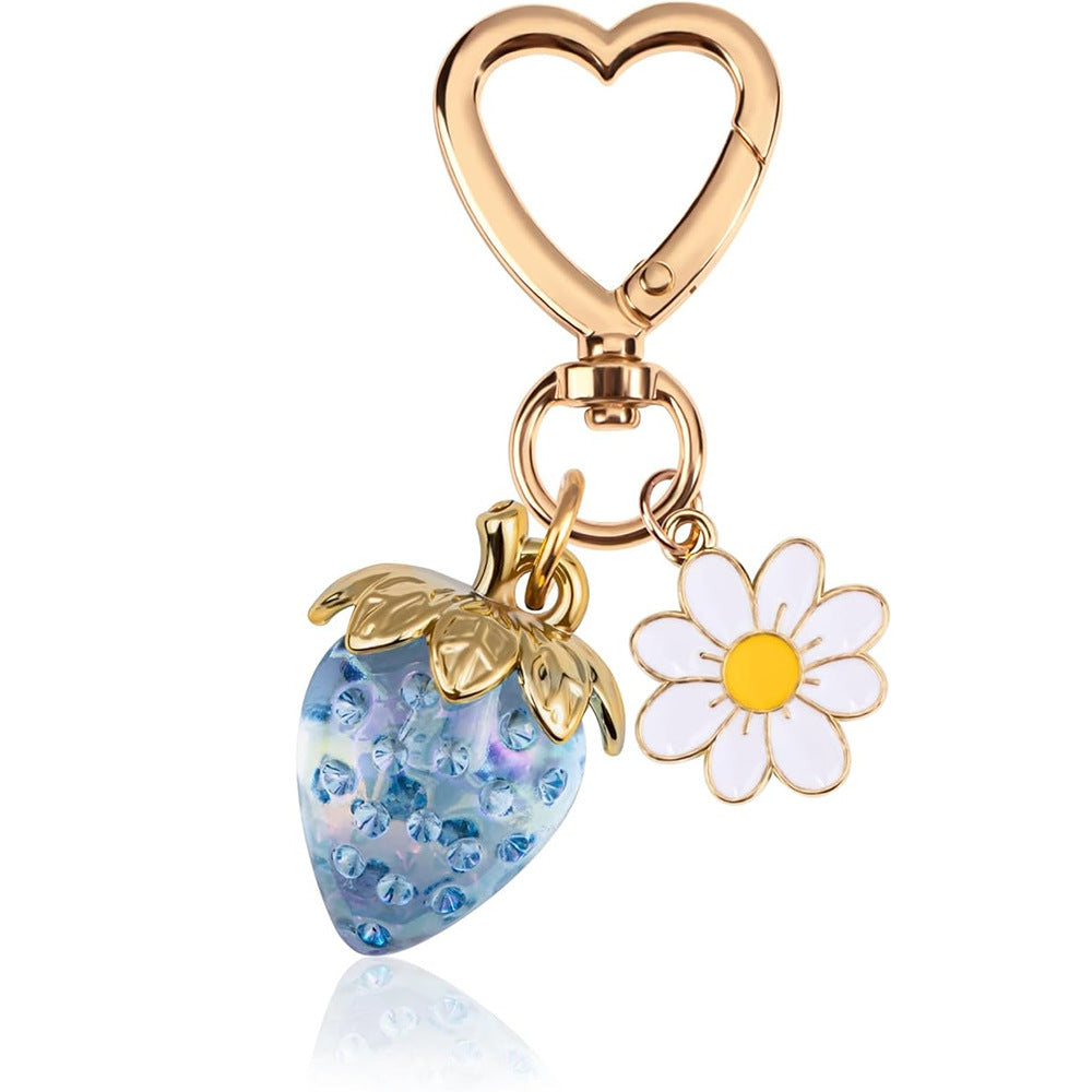 Wholesale Strawberry heart-shaped bag keychain