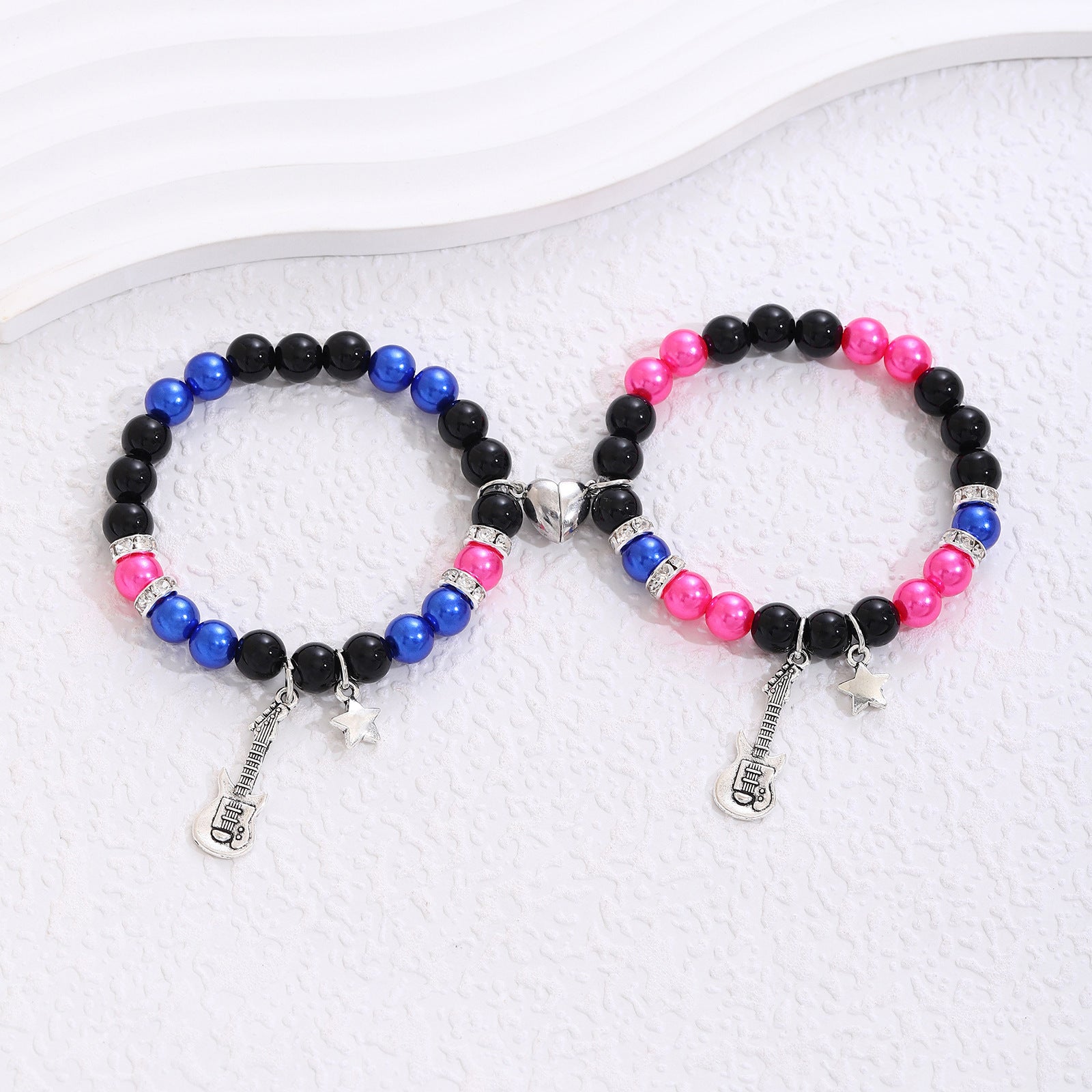 Festival de musique en gros star de guitare électrique Love Magnet Couple Couple Bracelet