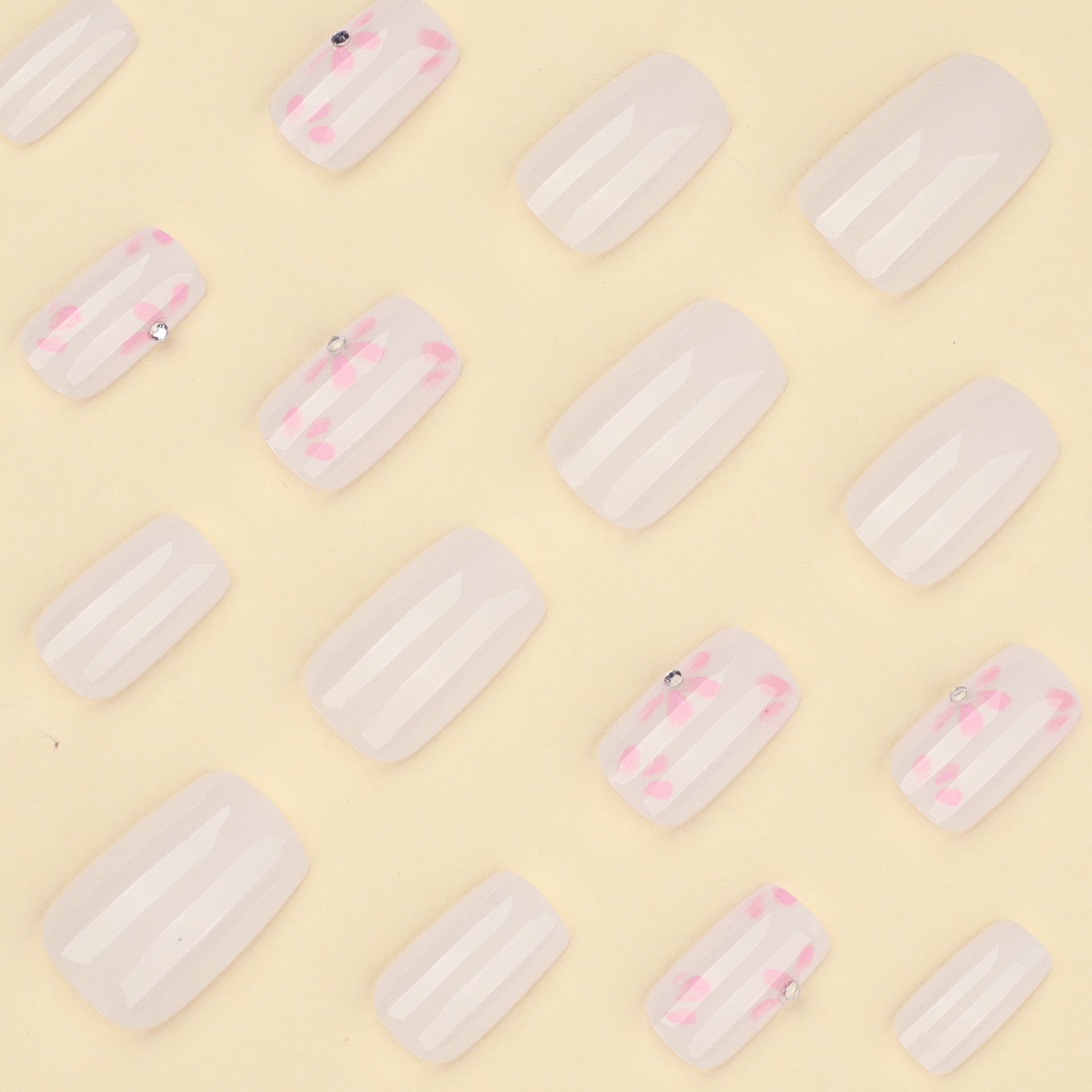 Wholesale 24 Pieces/box Pure Pink Spot Nails Kits Nail Stickers