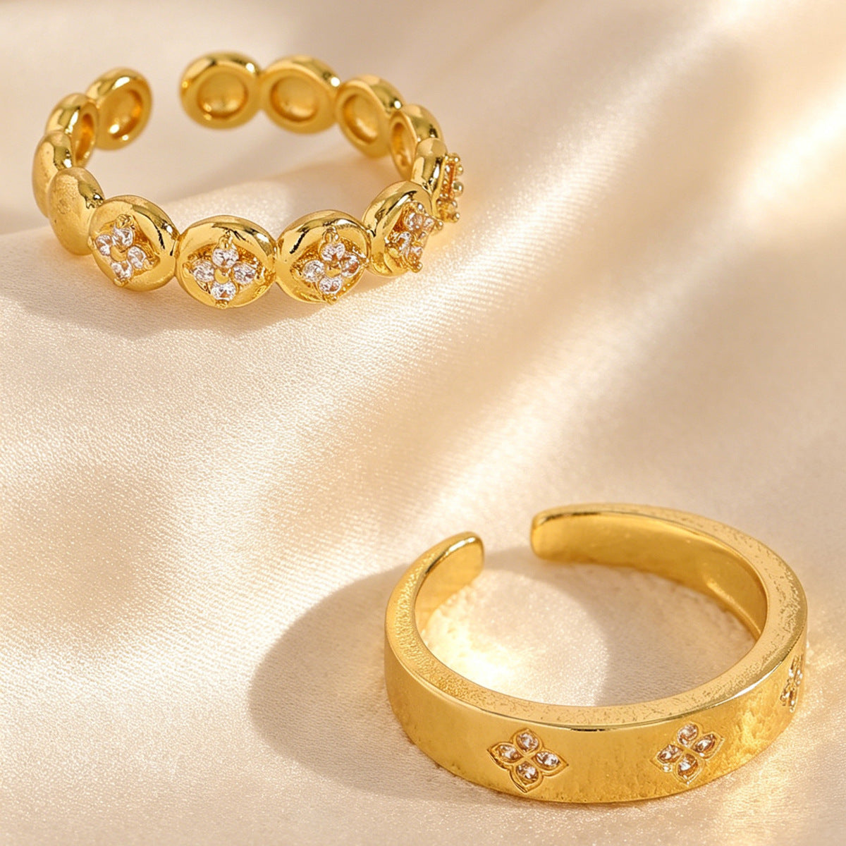 Wholesale Gold Plated Copper Floral Design Ring Fashion Accessory Gift Boutique