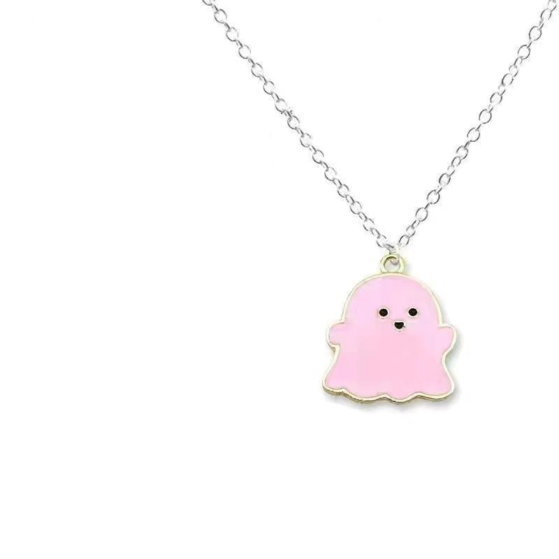 Wholesale black and white ghost couple necklace double layer necklace