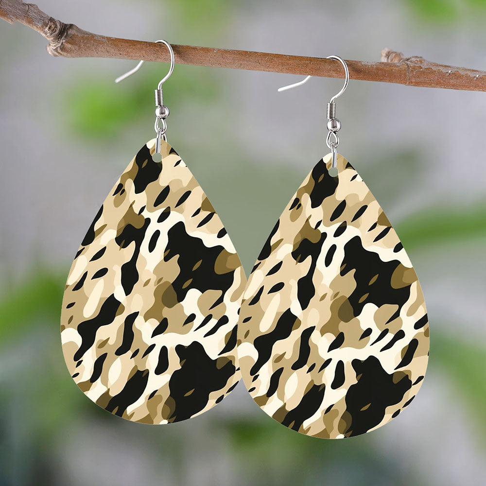 Wholesale Green camouflage water drop earrings
